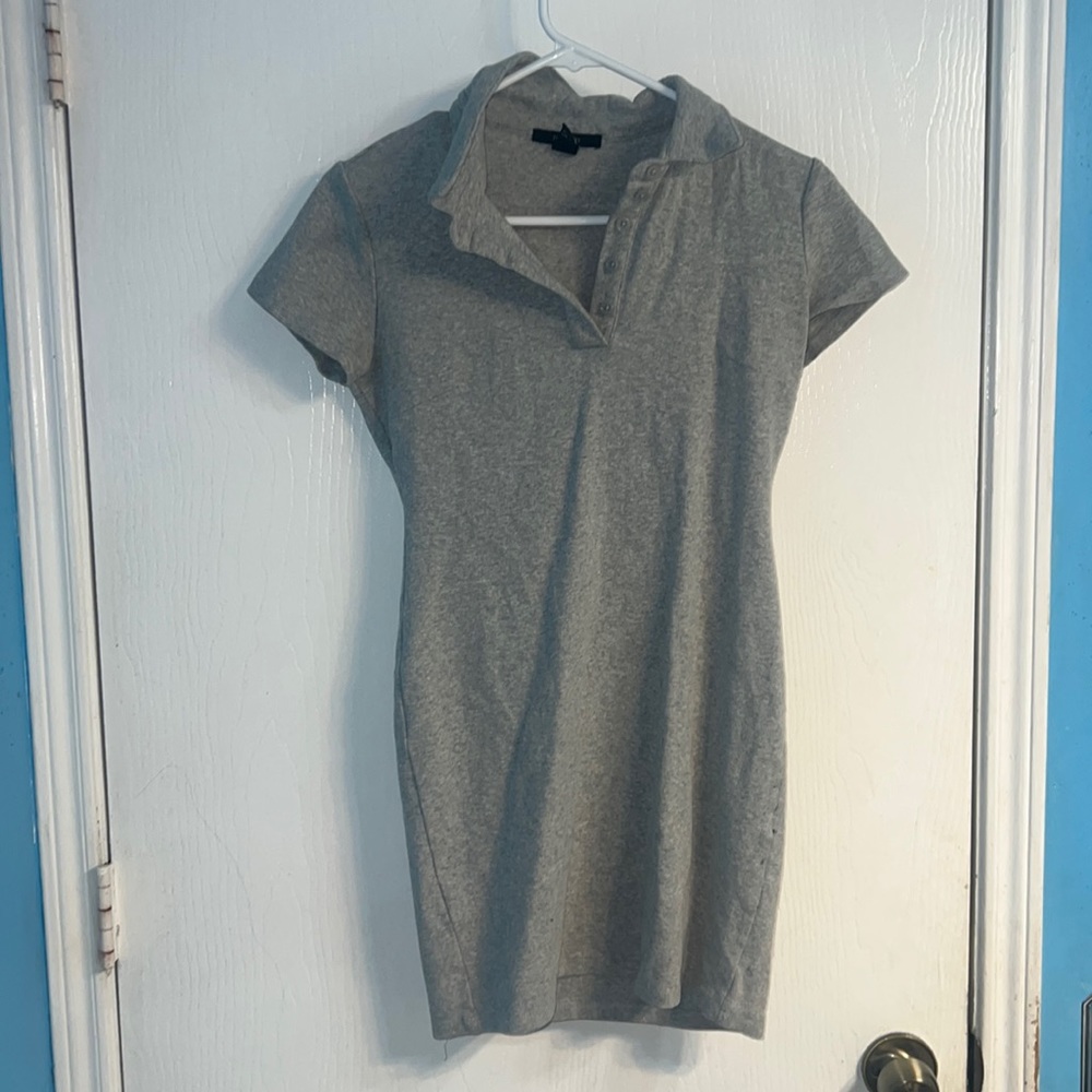 Casual grey collared mini dress